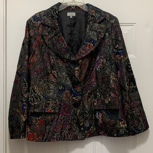 3/$15 Analogy Woman Size 1X Multicolor Brocade Jacquard Jacket Blazer